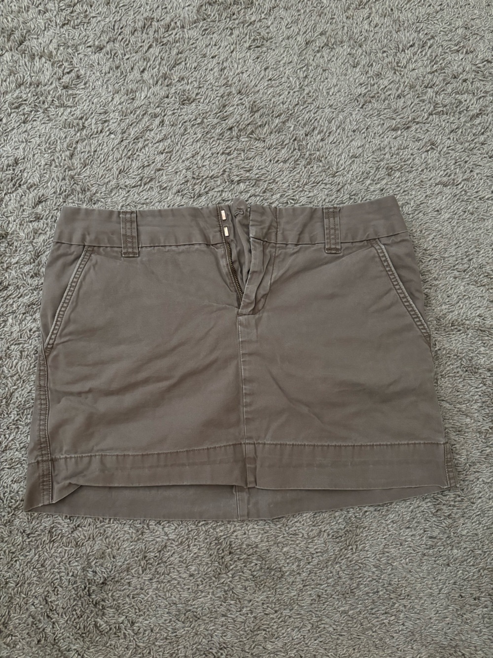 Classic Cotton Blend Mini Skirt in Taupe